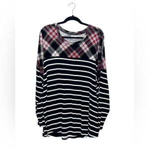 Maurices Striped/Plaid Knit Top